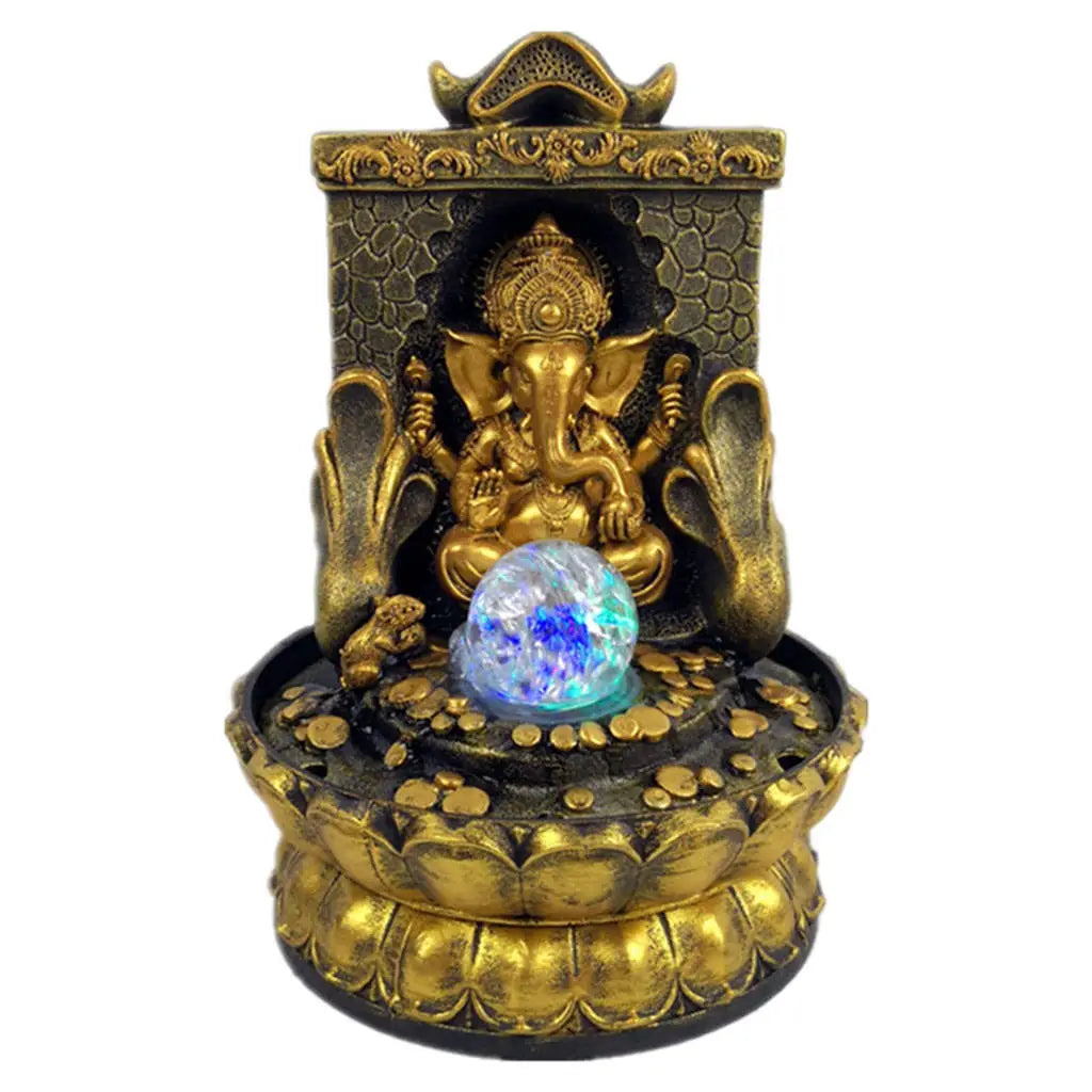 Norvo | Fantastisk Ganesha Statue med LED Indre Vannkilde