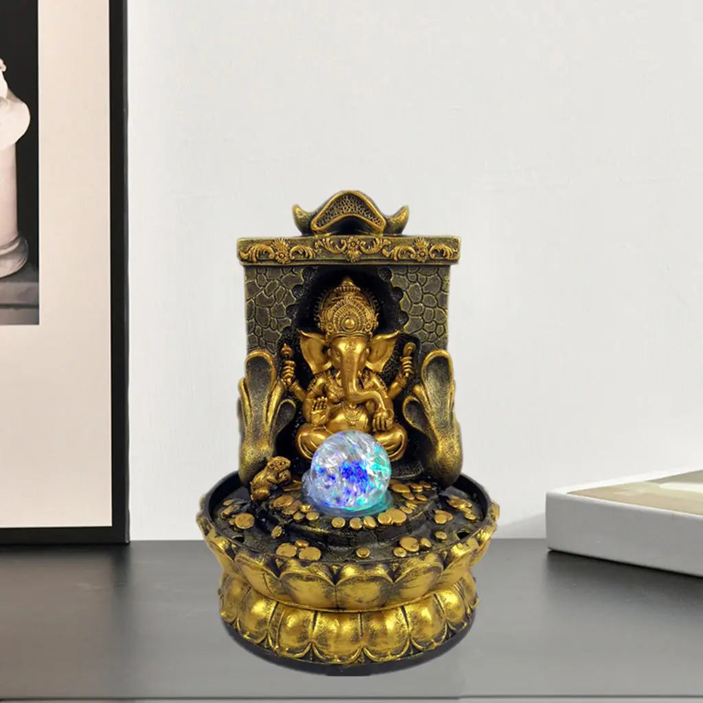 Norvo | Fantastisk Ganesha Statue med LED Indre Vannkilde