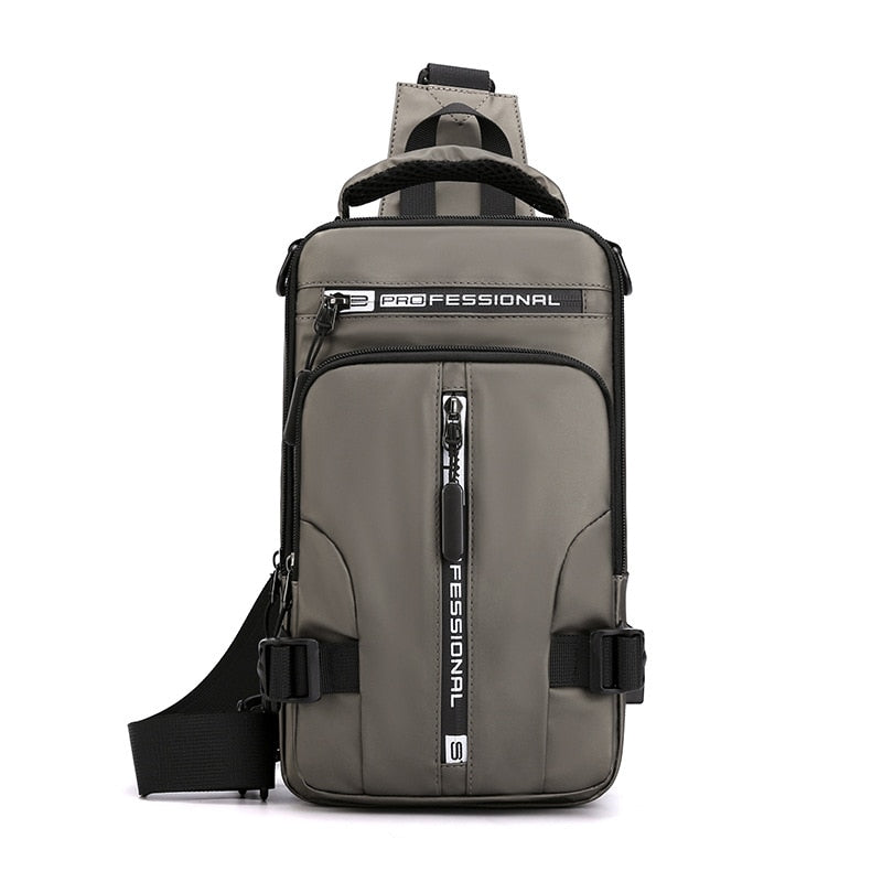 Norvo | Vanntett Oxford Crossbody Bag, Tyverisikkert Sling Bag, USB Lading & Flerlommes Design