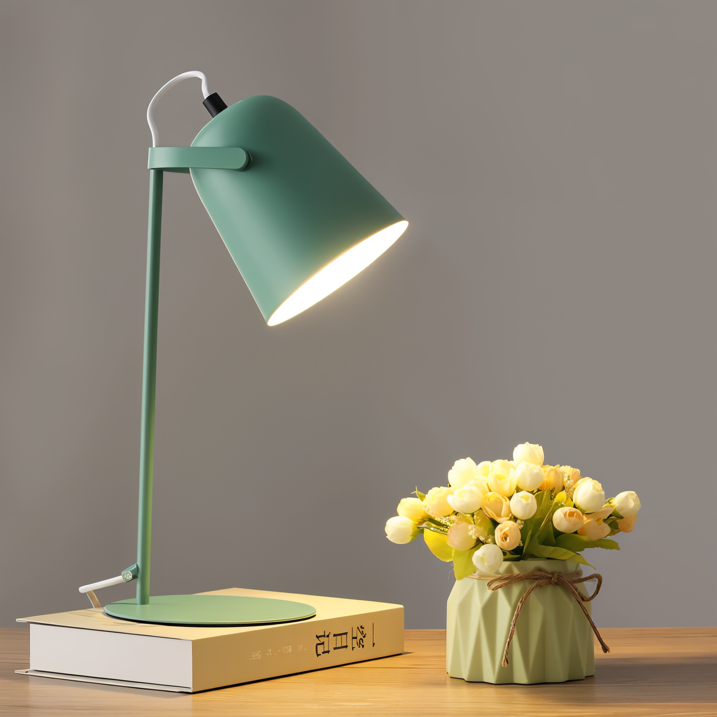 Norvo | Macaron Bordlampe - Nordisk Gul Skrivebordlampe - Justerbar Lampe