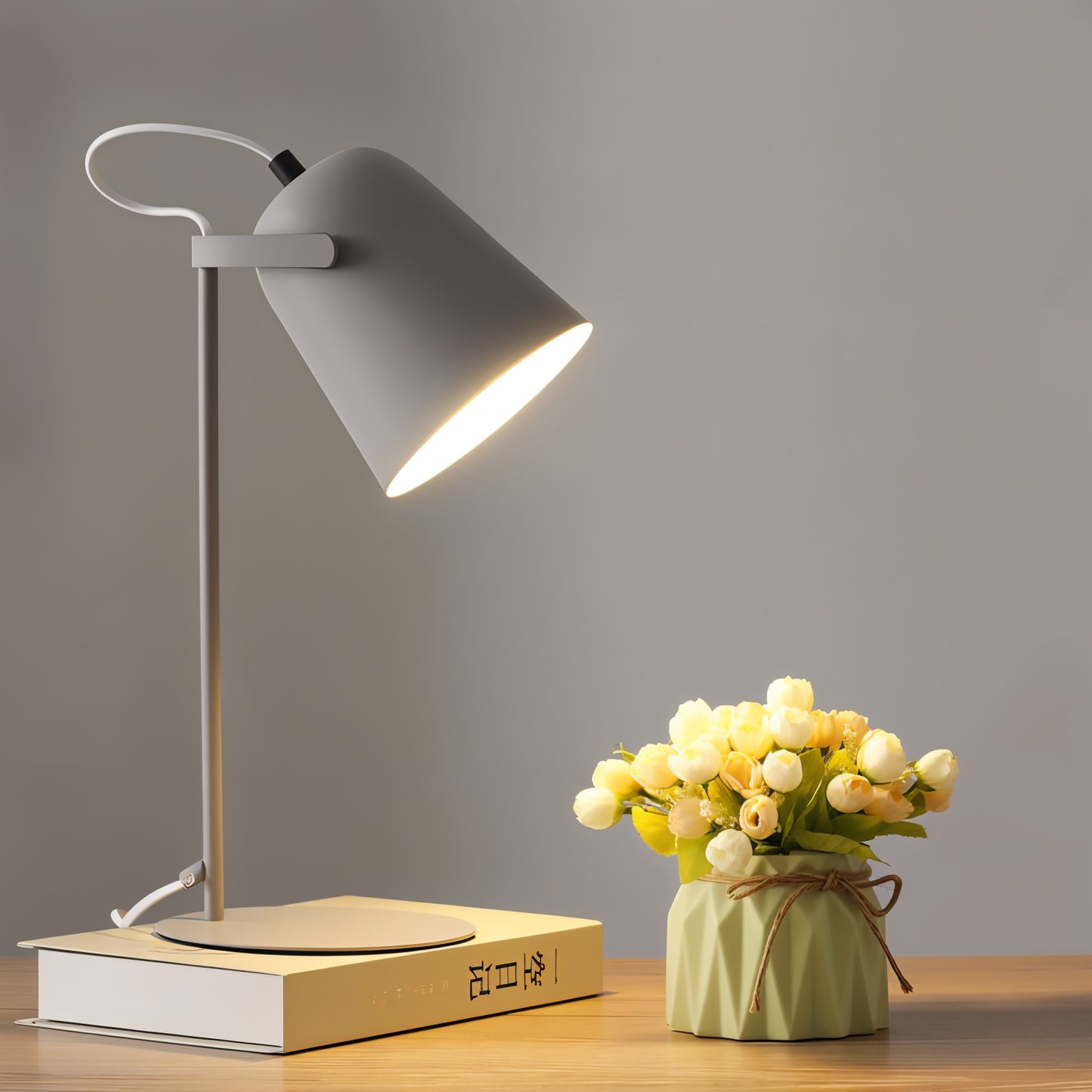 Norvo | Macaron Bordlampe - Nordisk Gul Skrivebordlampe - Justerbar Lampe