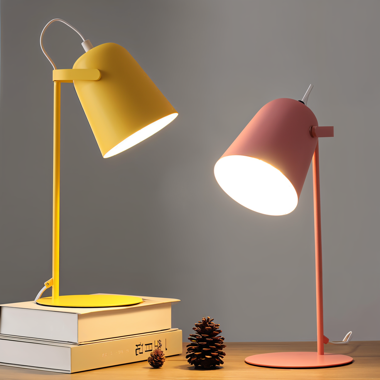 Norvo | Macaron Bordlampe - Nordisk Gul Skrivebordlampe - Justerbar Lampe