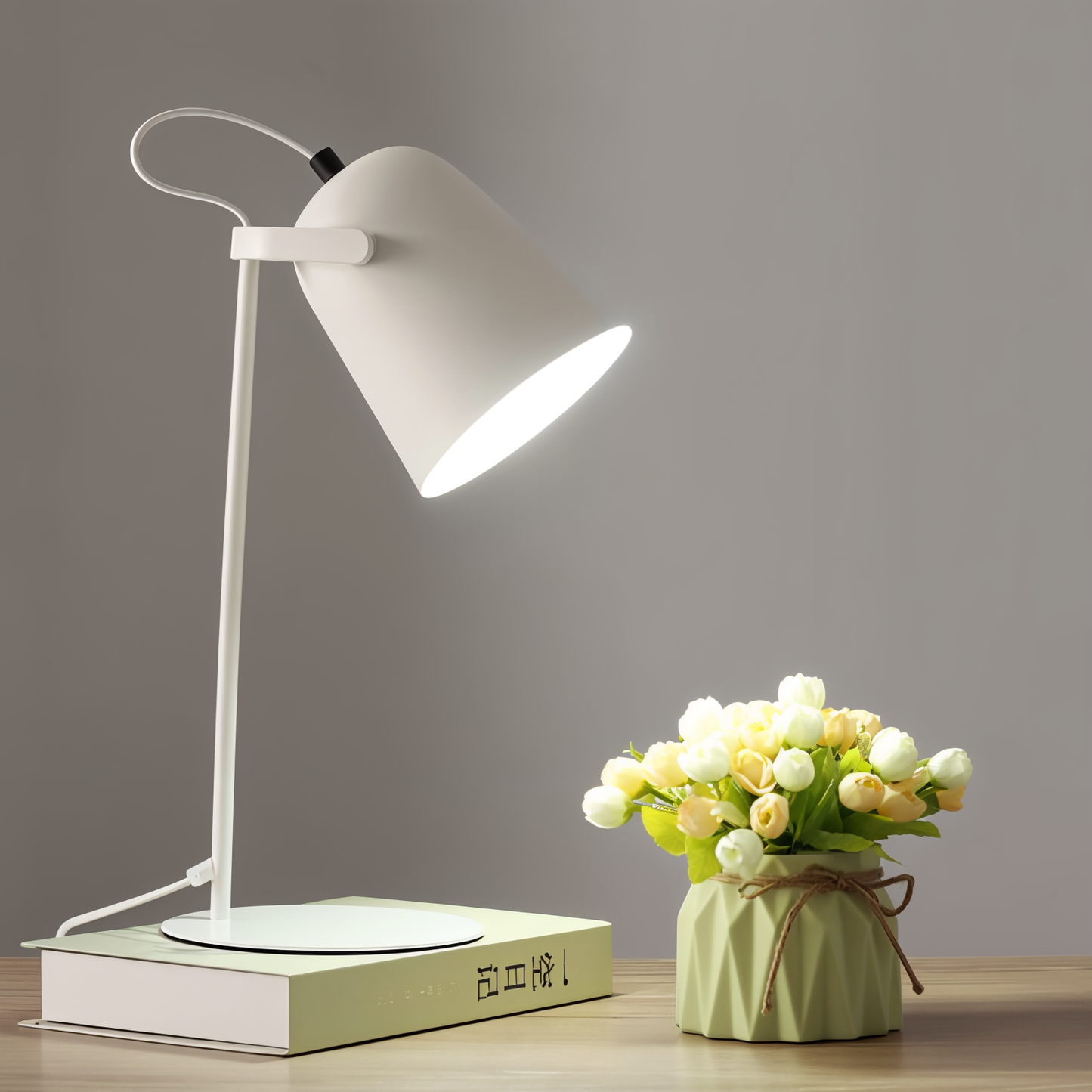 Norvo | Macaron Bordlampe - Nordisk Gul Skrivebordlampe - Justerbar Lampe