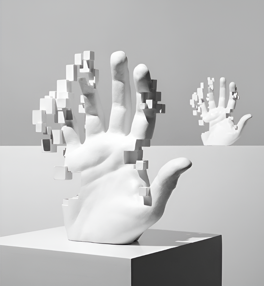 Norvo | Abstrakt Harpiks Hånd Skulptur med Mosaikk Design