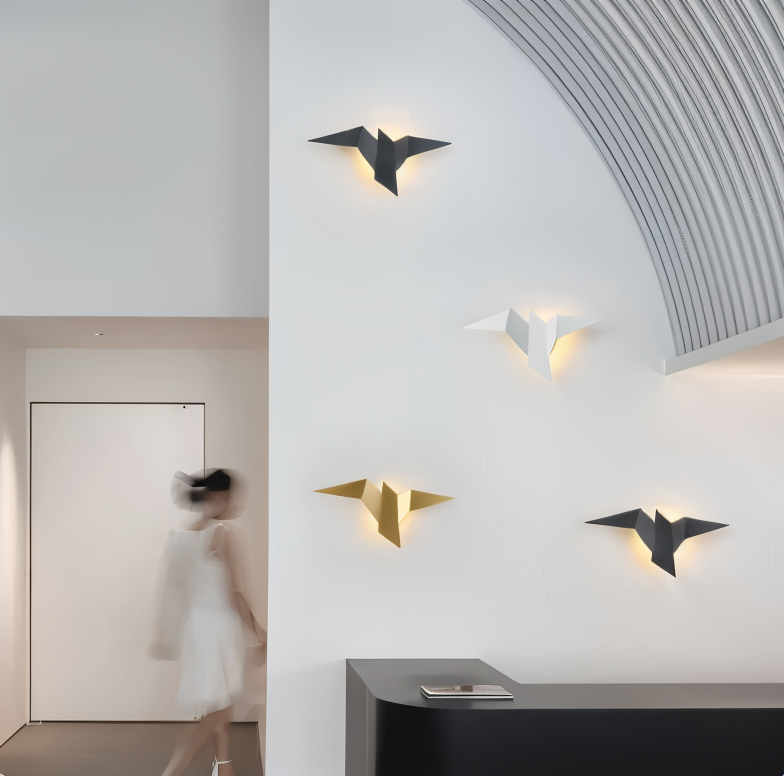 Norvo | OriTori Vegglampe - Geometrisk Origami Fugl Vegglampe - Japansk Stil Vegglampe Design
