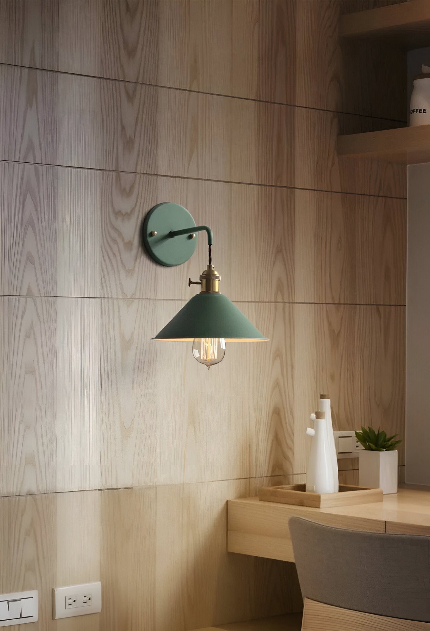 Norvo | Retro Vintage Vegglampe - Vintage-inspirert Kjegle Metall Vegglampe