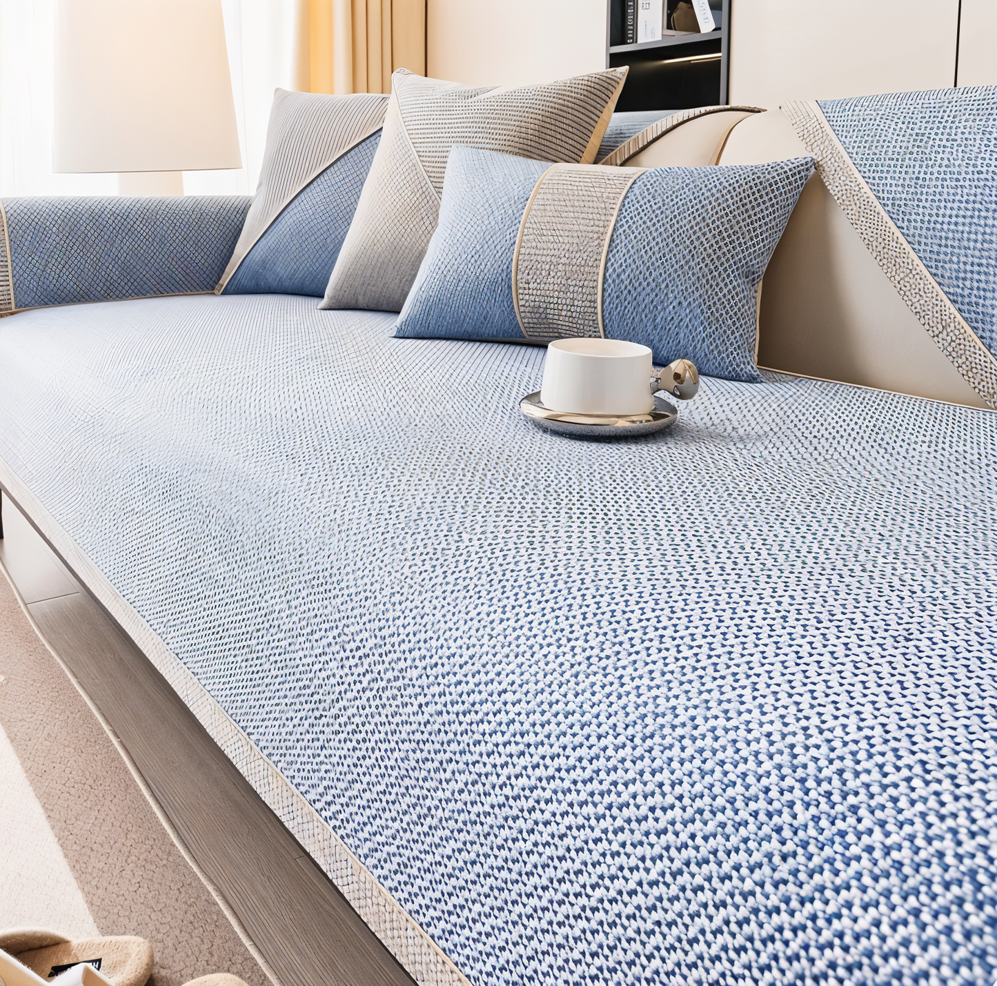 Norvo | Solid Satin Sofa Cover – Non-glidende bomull og polyesterbeskytter