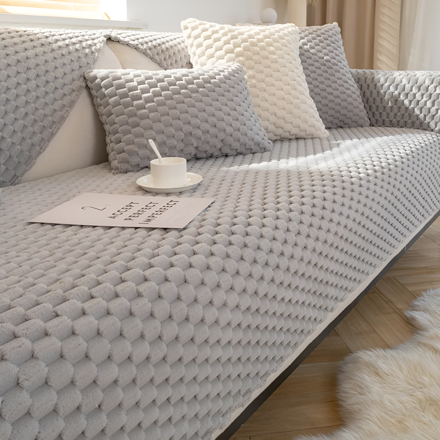 Norvo | Honeycomb Sofa Cover – Non‑Slip Stain‑Resistant Couch Protector