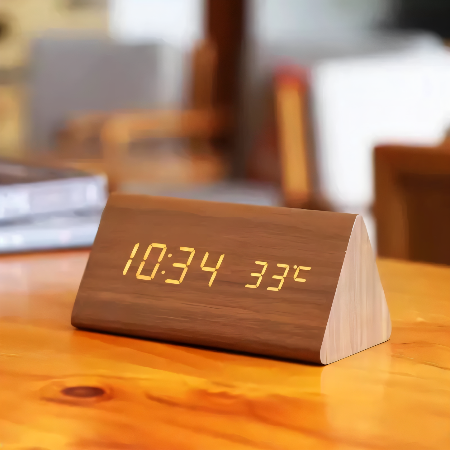 Norvo | WakeyCue | Moderne Tre LED Digital Vekkerklokke med Temperatur- og Fuktighetsvisning
