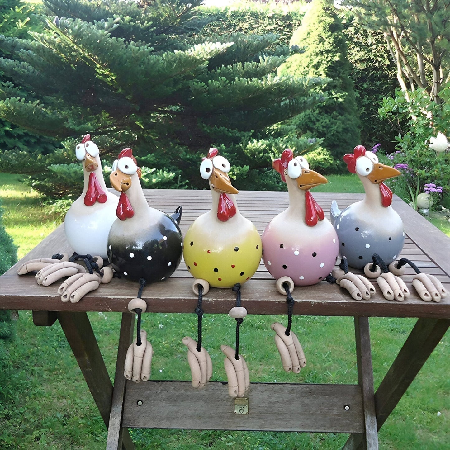Norvo | Whimsy Big-Eyed Rooster Hage Statue – Værbestandig Harvester Ornament