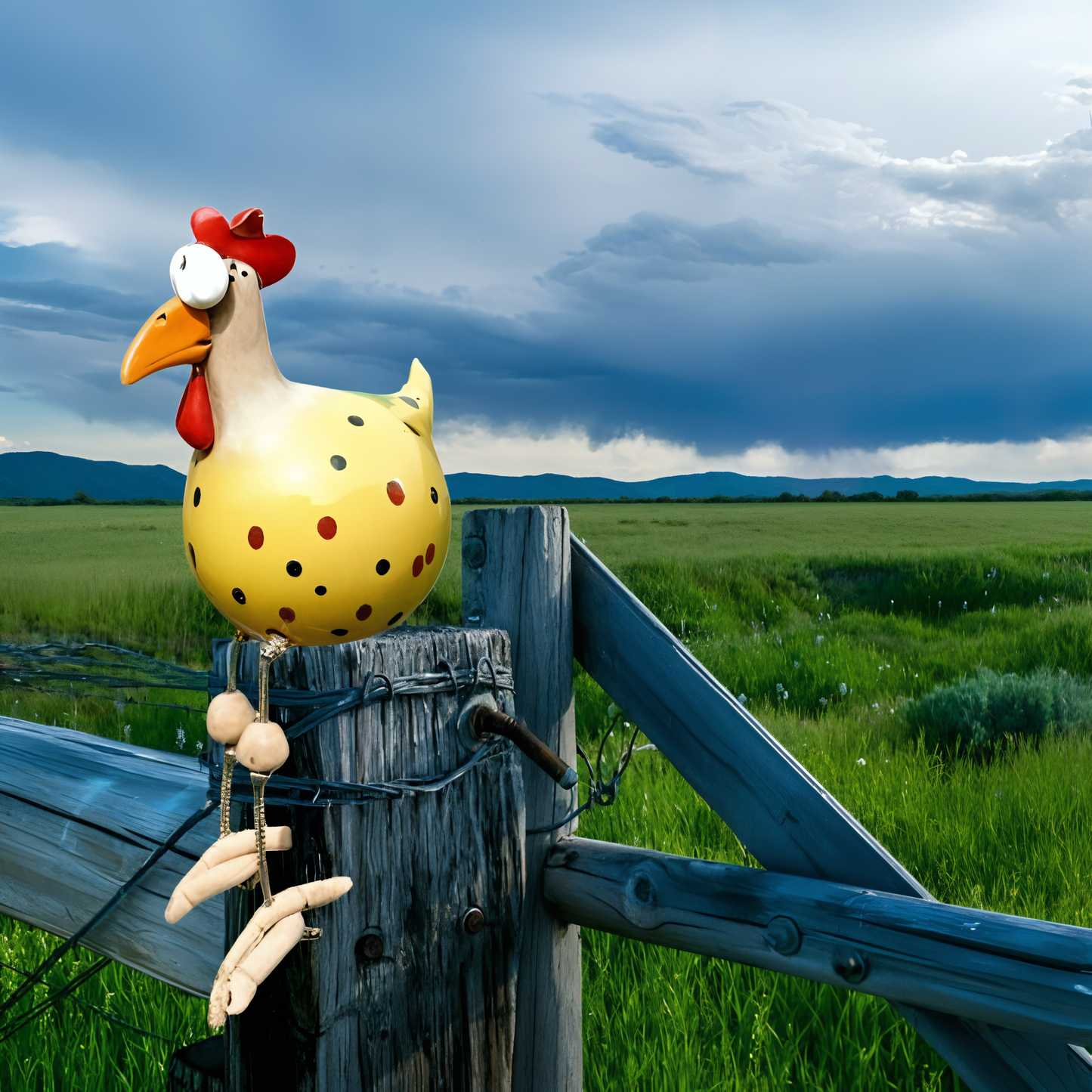 Norvo | Whimsy Big-Eyed Rooster Hage Statue – Værbestandig Harvester Ornament