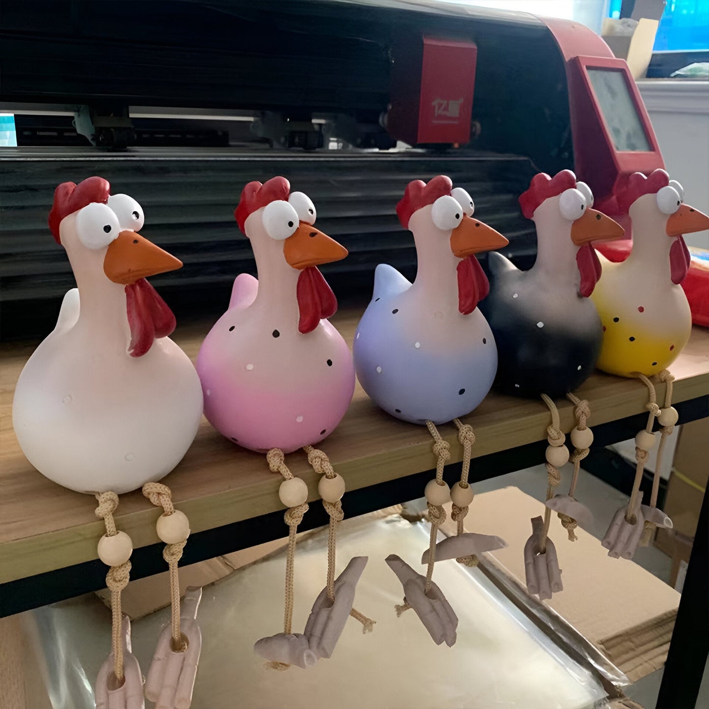 Norvo | Whimsy Big-Eyed Rooster Hage Statue – Værbestandig Harvester Ornament