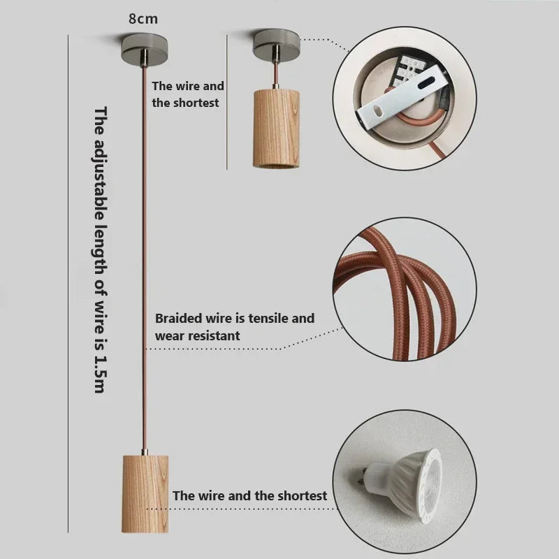 Norvo | Skandinavisk Trependellampe – Minimalistisk Design for Stue og Soverom | Naturlig Treutseende