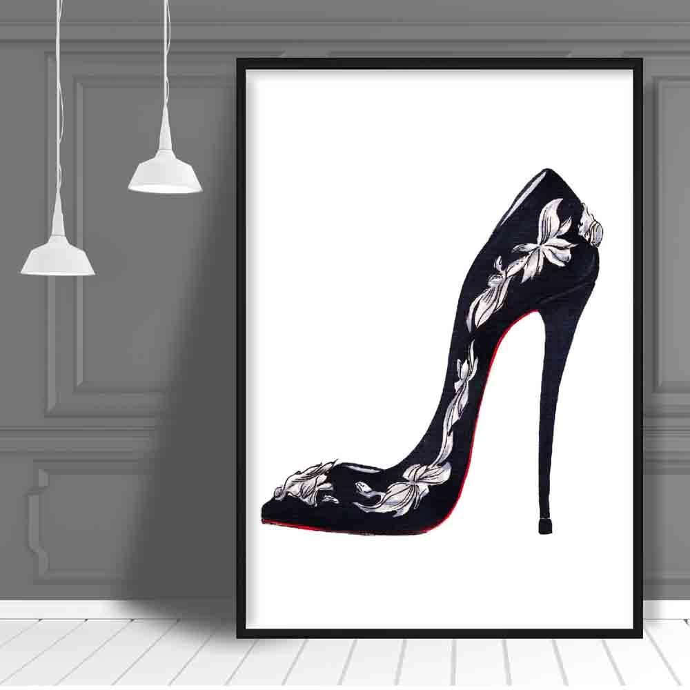 Norvo | Svart og rød stiletto sko kunsttrykk