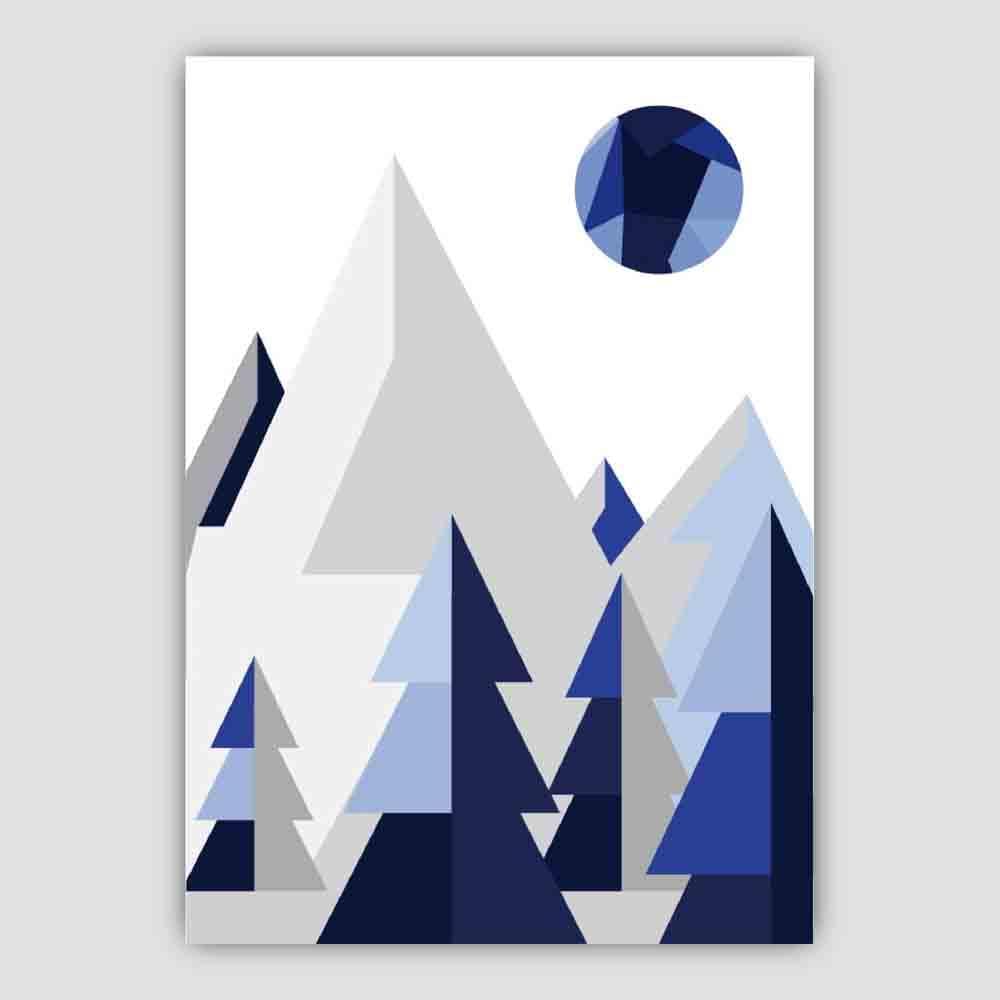 Norvo | Geometrisk Poly Mørkeblå Og Grå Skog Plakat