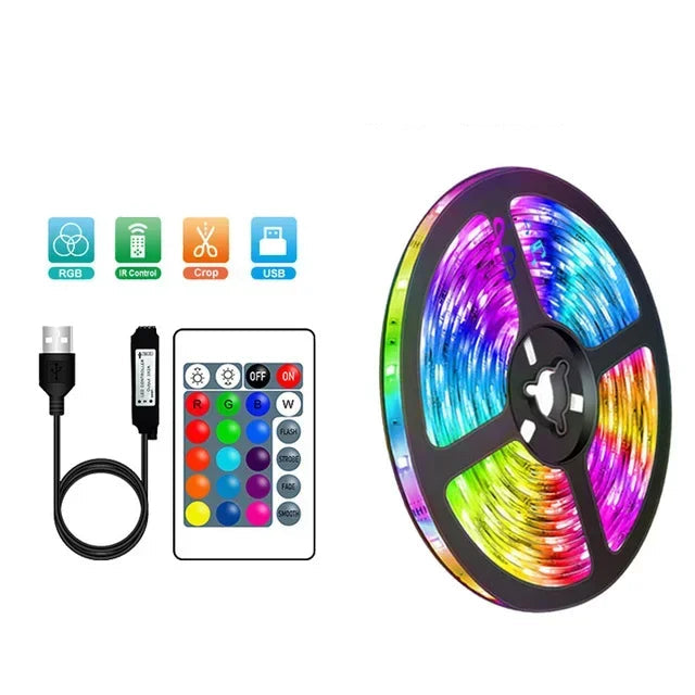 Norvo | RGB LED-bånd med USB-tilkobling - Fargeforandrende lys for omgivelses- og TV-belysning