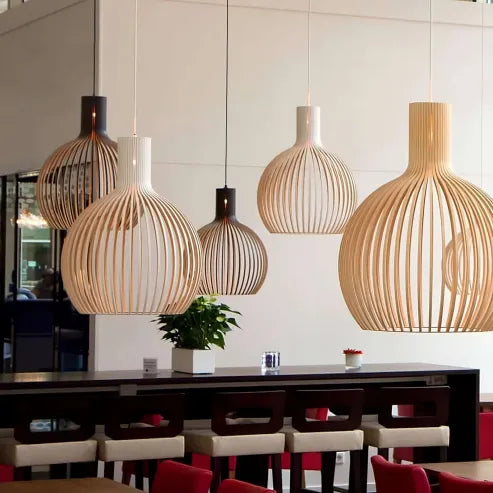 Nordisk tre-fuglebur-lampe, japansk kreativ tre-hengende-lampe