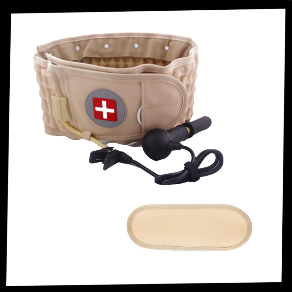 Oppblåsbart dekomprimert belte for korsryggstøtte