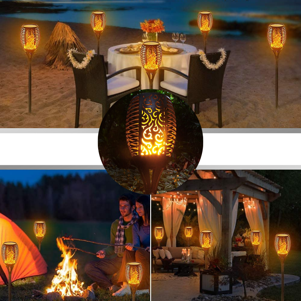 LED solcelle fakkel med flimrende flamme