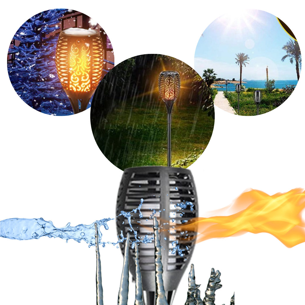 LED solcelle fakkel med flimrende flamme