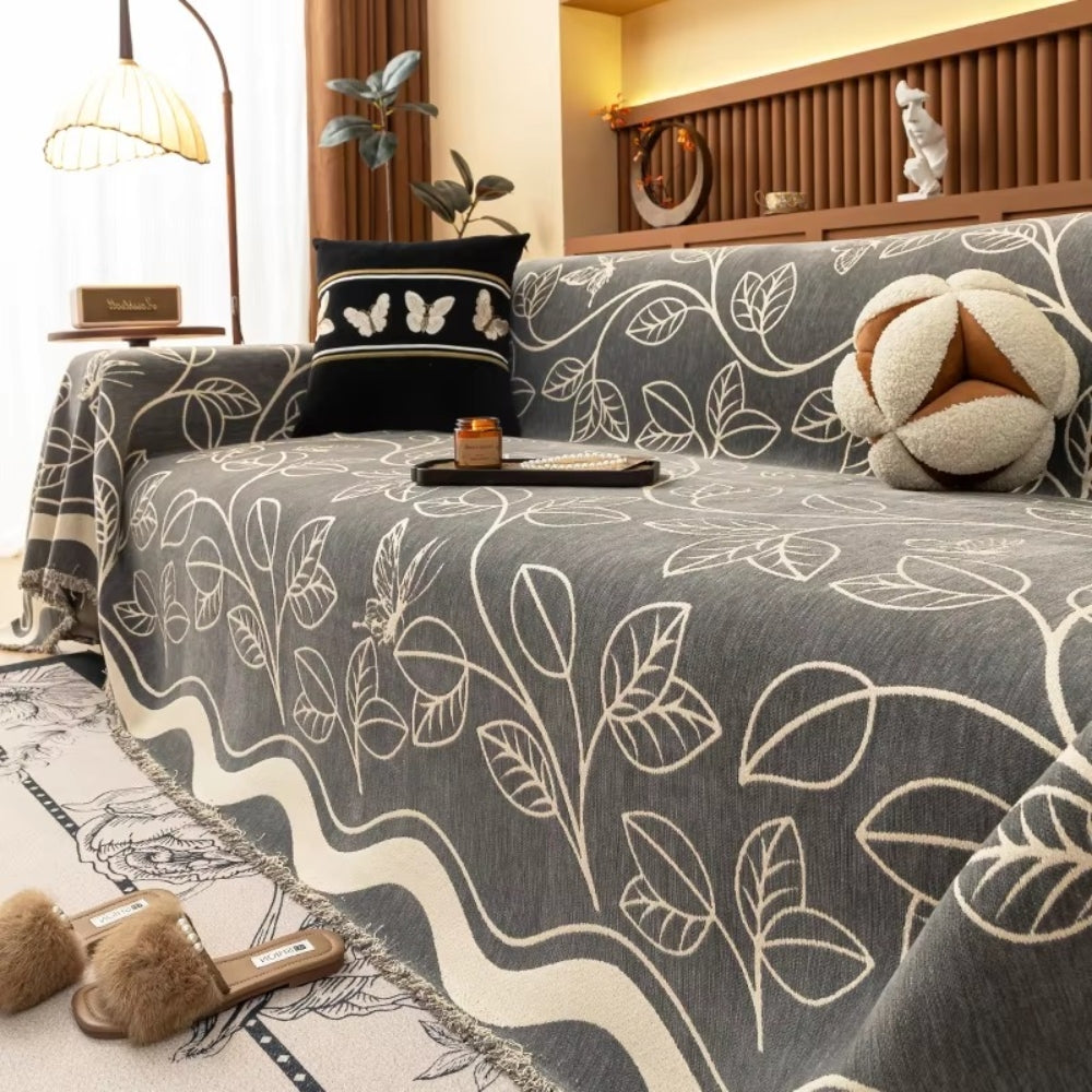 Norvo | Blad Inspirert Luksus Chenille Sofa Cover