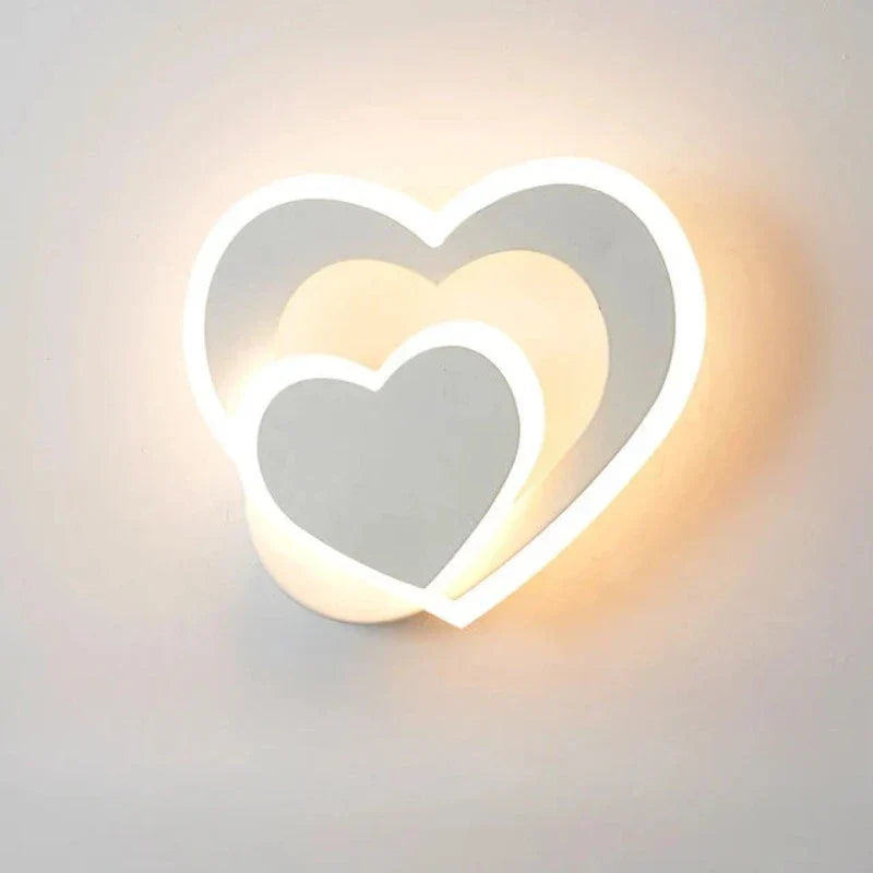 Norvo | Moderne hjerteformet vegglampe med LED-belysning – Romantisk vegglampe for soverom og stue