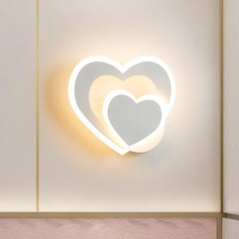 Norvo | Moderne hjerteformet vegglampe med LED-belysning – Romantisk vegglampe for soverom og stue