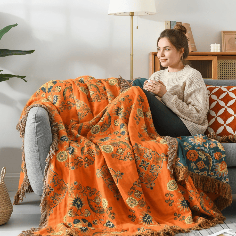 Norvo | Reversibel teppe i Marigold design for koselig varme