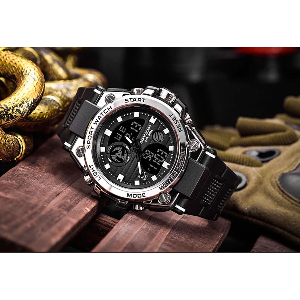 Norvo | TitanGuard Militært Herreklokke – Robust Multifunksjonell Analog & Digital Klokke