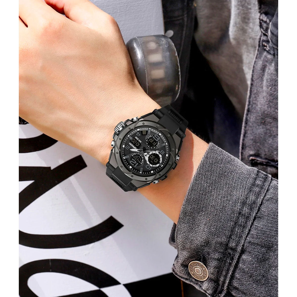 Norvo | TitanGuard Militært Herreklokke – Robust Multifunksjonell Analog & Digital Klokke