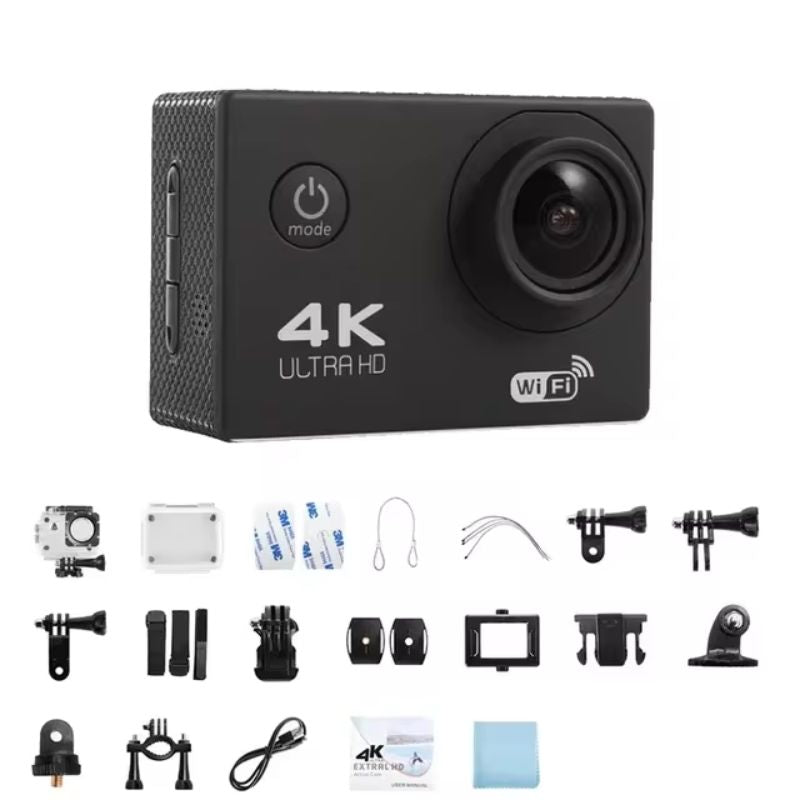 Norvo | 4K Ultra HD Sport Pro Kamera - Wifi-aktivert og vanntett for Vlogging og utendørs sport