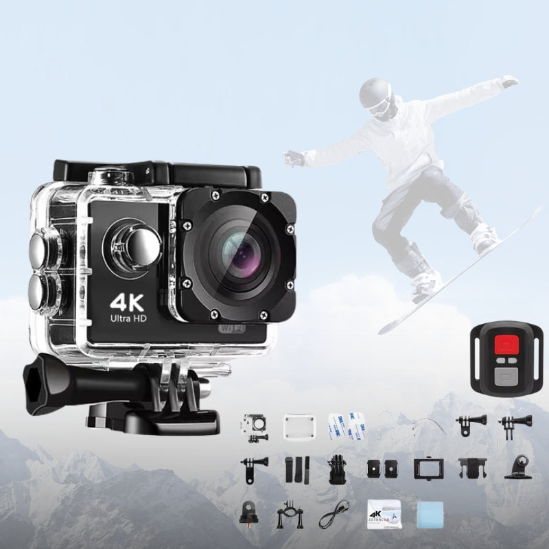 Norvo | 4K Ultra HD Sport Pro Kamera - Wifi-aktivert og vanntett for Vlogging og utendørs sport