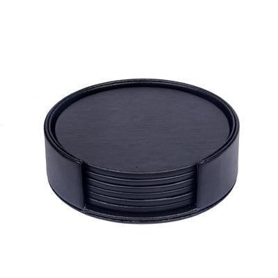 GarduruVegan Læder Coaster Set | Marmorutseende | Elegant Beskyttelse for Overflater