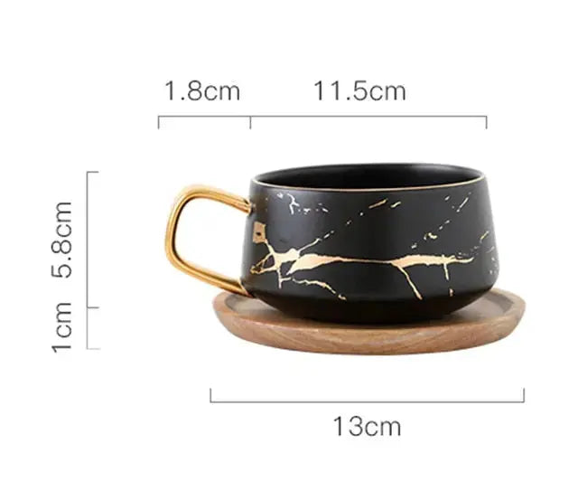 Norvo | Marmor Mønster Kaffe Kopp med Gull Dekorasjon