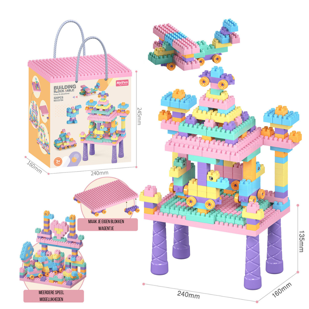 Norvo | Bygge Morsomhet | Kreativ Lek Opplevelse - Lekebord med Byggeklosser for Barn