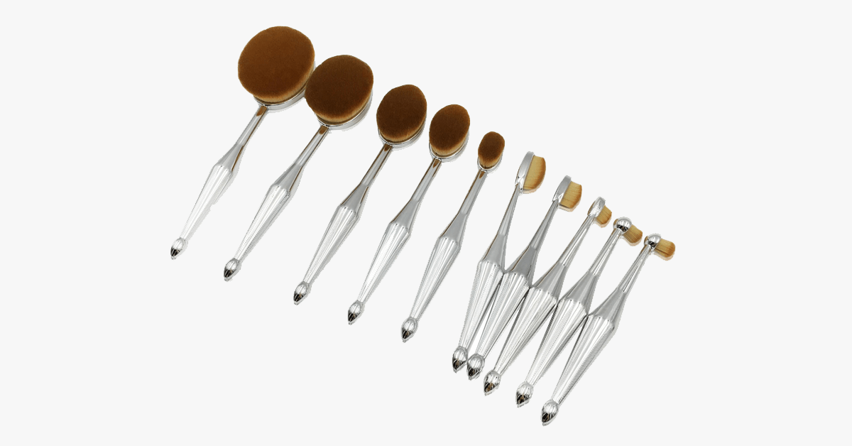 Norvo | Stilig 10-delt oval børstesett – La den metalliske sjarmen virke sin magi på deg