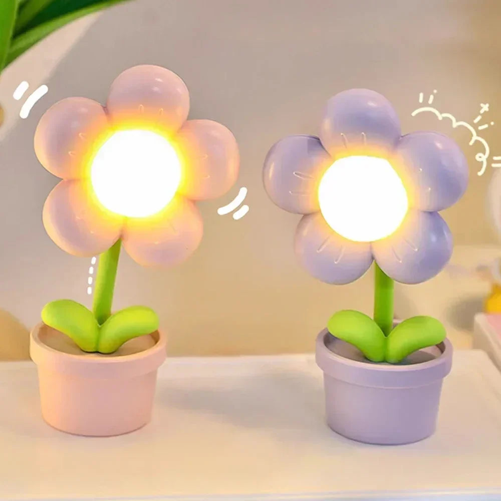 Norvo | Søt Blomst Nattlampe for Barn – LED Bordlampe i Blomstermønster for Barnerommet