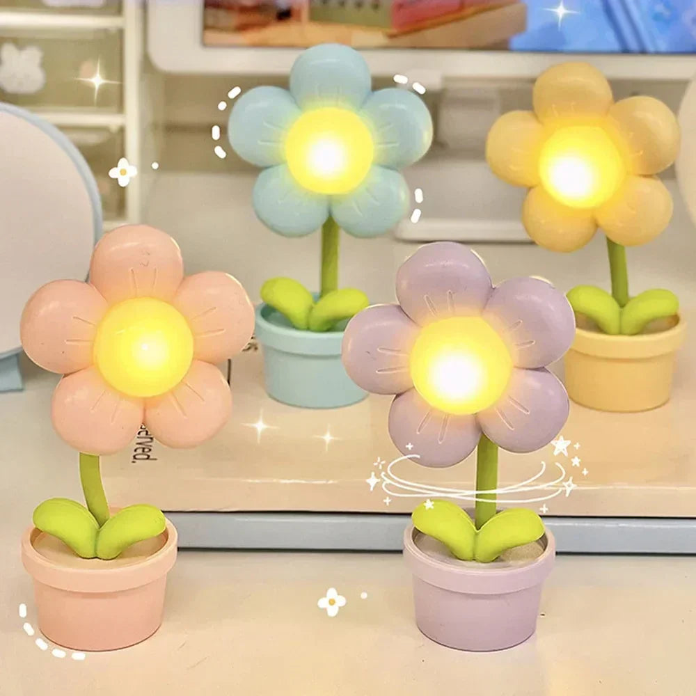 Norvo | Søt Blomst Nattlampe for Barn – LED Bordlampe i Blomstermønster for Barnerommet