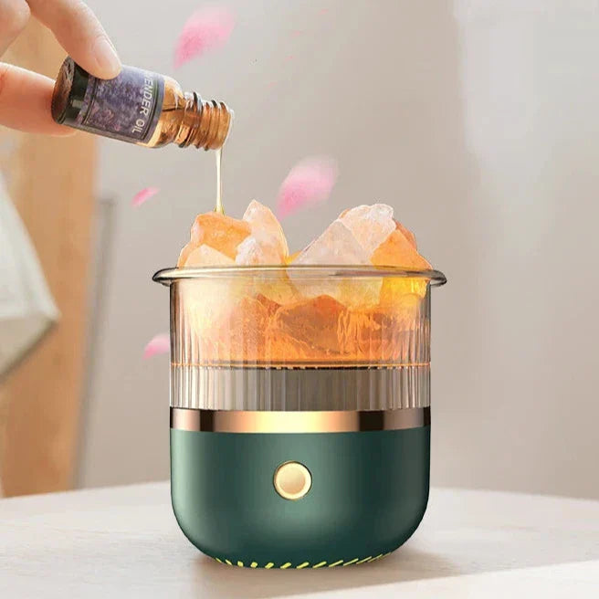 Norvo | Himalaya salt crystal lamp & essential oil diffuser, USB ultrasonisk luftfukter for hjemme & kontor