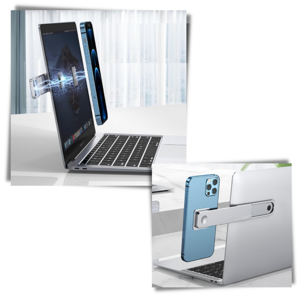 Justerbar allsidig telefonholder for laptop