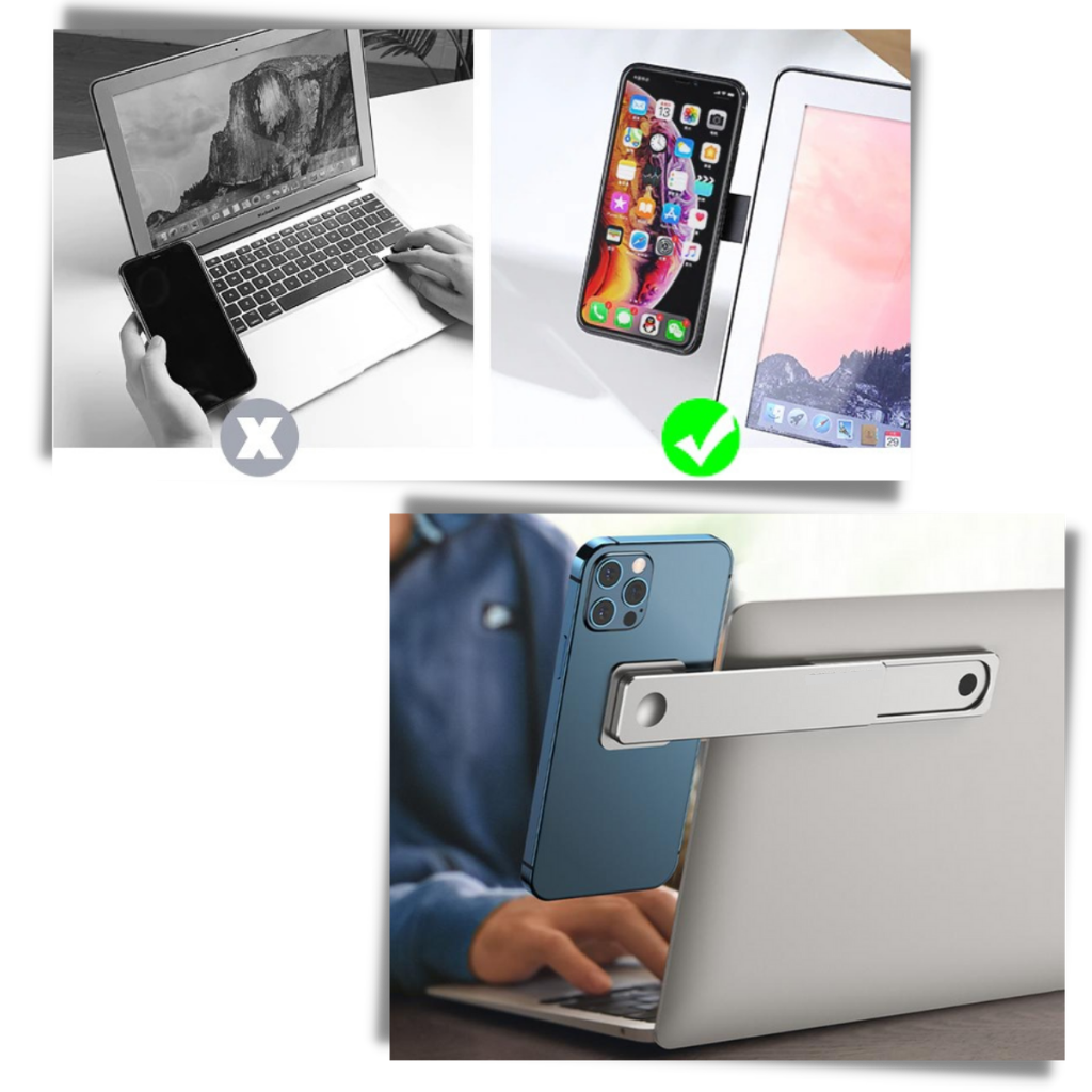 Justerbar allsidig telefonholder for laptop