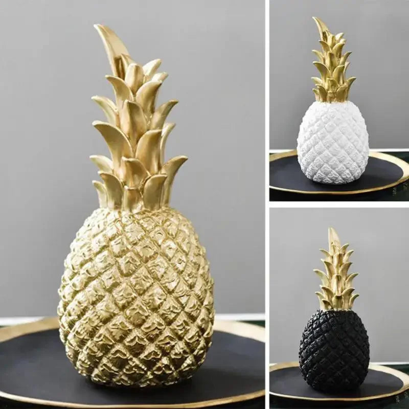 GarduruFigure Dekor Ananas Gull | Elegant Interiørdekorasjon | Skulptur i Hvitt, Gull og Svart