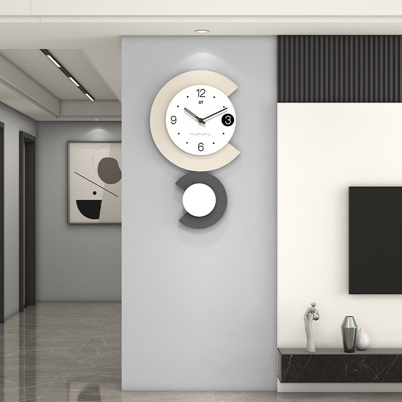 Norvo | Moderne LED Lampe Stille Veggklokke for Stue