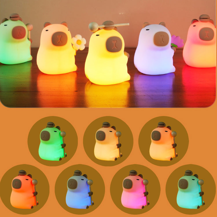 Garduru2024 Capybara Silikon Nattbordlampe | Myk og Barnevennlig | Perfekt Gave til Barn og Jenter
