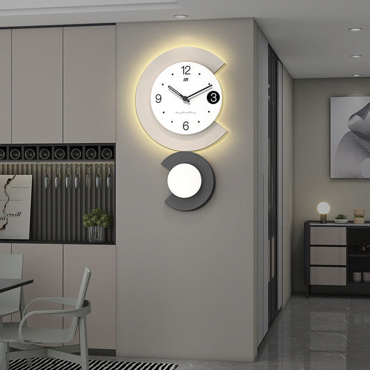 Norvo | Moderne LED Lampe Stille Veggklokke for Stue