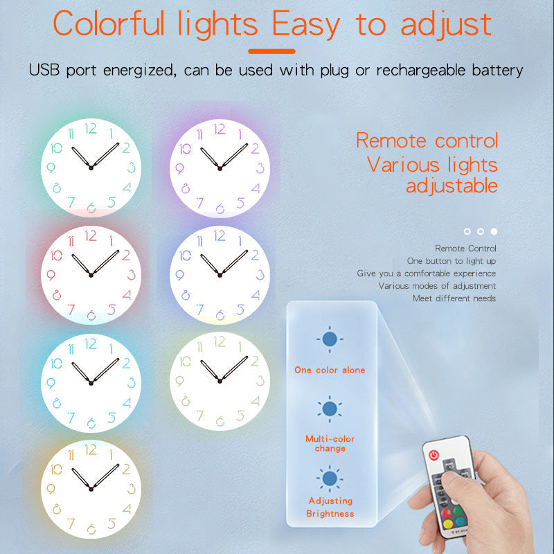 Norvo | Atmosfærisk LED Lys Stille Veggdekor Klokke