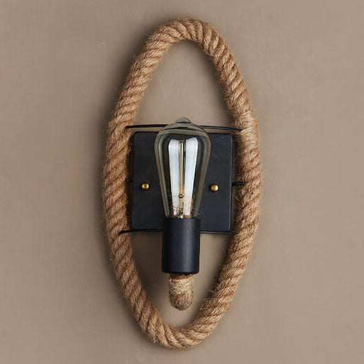 Norvo Vegglampe | Vintage Stil | Hamp Tau Lampe Design | Unik Dekorasjon | Miljøvennlig Vegglampe