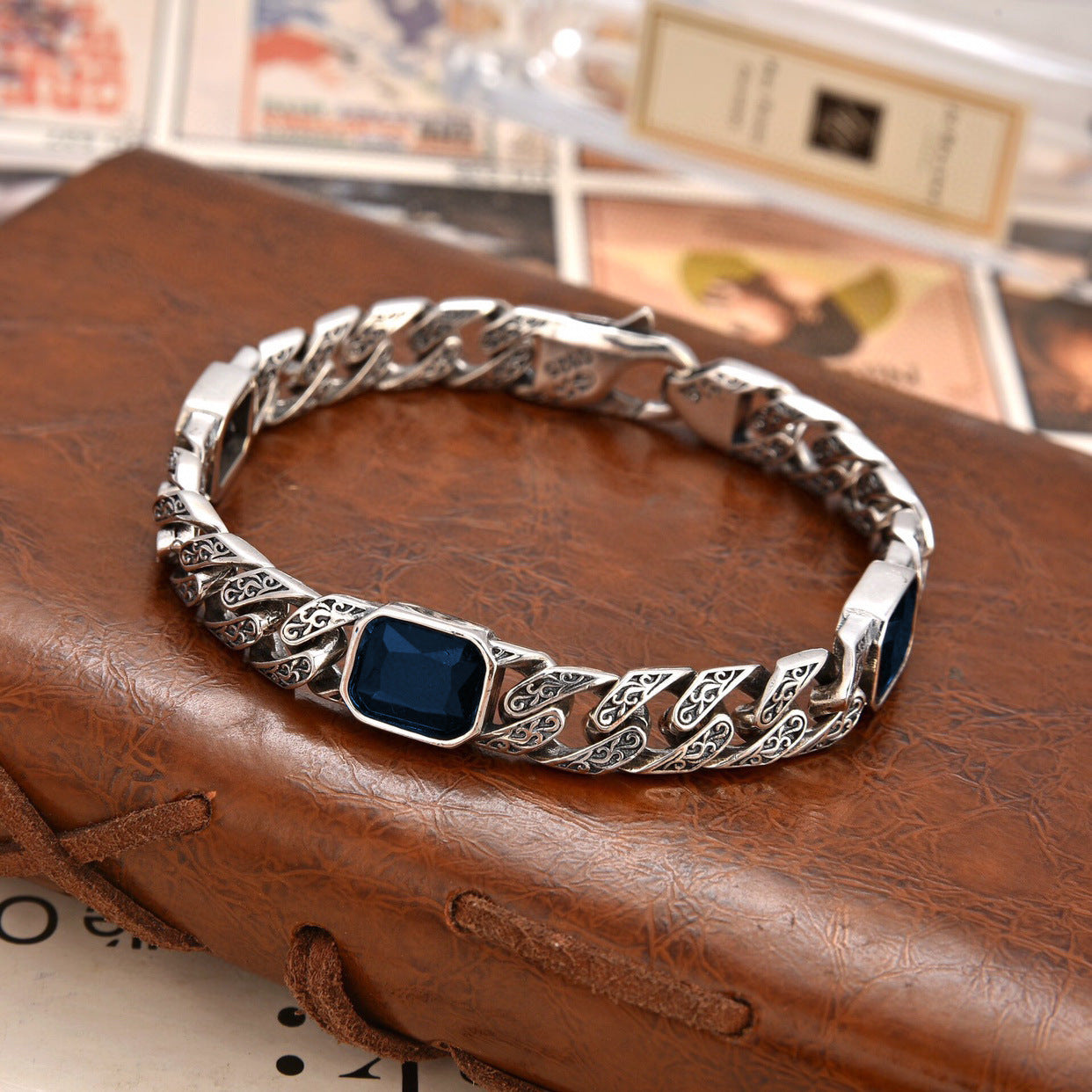 Norvo | Totem Design Diamantmønster Armbånd – Unisex Kobberkjede med 9 mm Bredde
