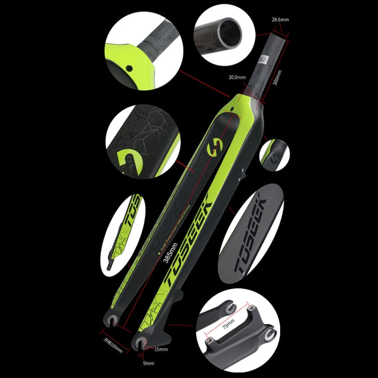 Norvo | TOSEEK Ultra Light 26 Tommer 385mm Terrengsykkel Full Karbon Gaffel Rett Rør Skivebrems (Svart)
