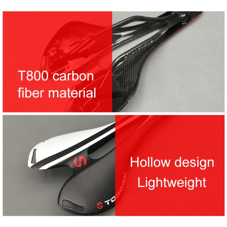 Norvo | TOSEEK Veisbike Karbonfiber Sete Sykkel Hult Sete, 3K Tekstur + Lette (Rød)